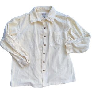 Vintage Men’s 100% Cotton Corduroy Jacket Shacket Shirt Pale Yellow Medium